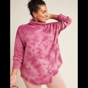 ANTHROPOLOGIE Maeve Burgundy Tie Dye Thermal Turtleneck Women’s Plus Size 1X NEW